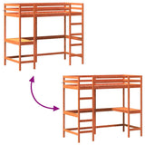 Loft Bed without Mattress Wax Brown 90x200 cm Solid Wood Pine 842853