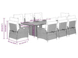 9 Piece Garden Dining Set with Cushions Grey Poly Rattan 3213377