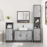 ZNTS 4 Piece Bathroom Furniture Set Grey Sonoma Engineered Wood 3301223