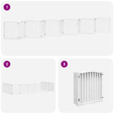 Dog Gate with Door Foldable 12 Panels White 960 cm Poplar Wood 3155624