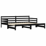 Daybed with Trundle without Mattress Black 80x200 cm Solid Wood 836152