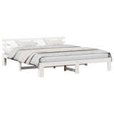 Bed Frame with Headboard White 200 x 200 cm Solid Pine Wood 872597
