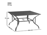 94 x 94 cm Garden Table with Parasol Hole, Outdoor Dining Garden Table for Four with Slatted Metal T3398P317602