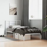 Metal Bed Frame without Mattress with Headboard White 90x200cm 355603