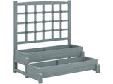 2-Tier Garden Bed with Trellis, Wooden Elevated Planter Box with Drainage Holes, Outdoor T3398P328034