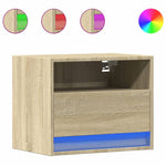 ZNTS Wall-mounted Bedside Cabinet with LED Lights Sonoma Oak 852065