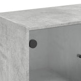 Side Cabinet with Glass Doors Concrete Grey 68x37x75.5 cm 836381