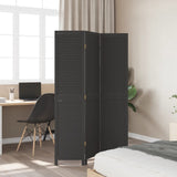 Room Divider 3 Panels Black Solid Wood Paulownia 358846