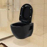 Wall-Hung Toilet with Concealed Cistern Ceramic Black 3054479