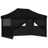 Foldable Party Tent Pop-Up with 4 Sidewalls Black 4005030