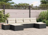 Garden Sofa Set with Cushion 6 pcs Black and Cream Poly Rattan 3356807
