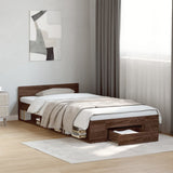 Bed Frame with Drawer without Mattress Brown Oak 100x200 cm 3280796