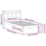 Bed Frame White 90 x 190 cm Solid Pine Wood 872354