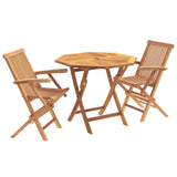 3 Piece Folding Garden Bistro Set 3 pcs Natural Solid Teak Wood 3434119