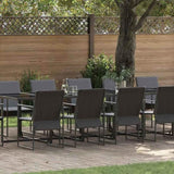 Garden Dining Set 13 pcs Black Steel 3335862