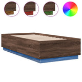Bed Frame with LED without Mattress Brown Oak 90x190 cm Single 3209666