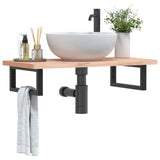 Basin Shelf Wall Mounted Steel and Solid Wood Beech 3302353