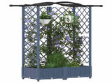 Raised Bed with Trellis and Roof Grey 124 x 40 x 126 cm PP 42032557
