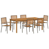 Garden Dining Set 7 pcs Grey Solid Acacia Wood 3365524