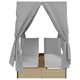 Double Sun Lounger with Roof Beige 205 x 129 x 200 cm PE rattan 3376130