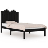 3103772 Bed Frame without Mattress Black Solid Wood 100x200 cm