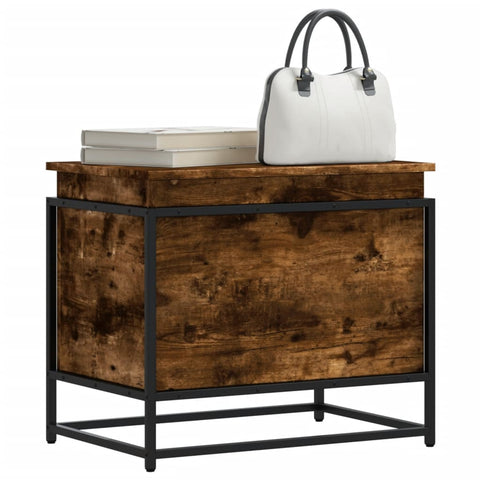 ZNTS Storage Box with Lid Smoked Oak 60x40x51.5 cm Engineered Wood 848796
