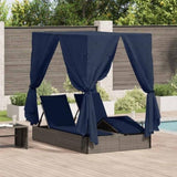 Double Sun Lounger with Roof Grey 205 x 129 x 200 cm PE rattan 3376134