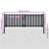 Double Door Fence Gate Steel 300x75 cm Anthracite 146350