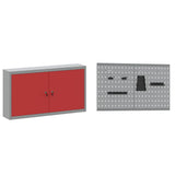 Work Cabinet with Drawer 5 pcs Red Engineered Wood and Steel 3321417