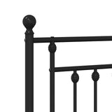 Metal Bed Frame without Mattress with Headboard Black 150x200cm 353539