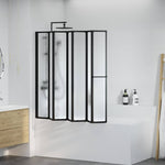 Shower Bath Screen Wall 140 x 168 cm 7 Panels Foldable with Towel Rack 140786