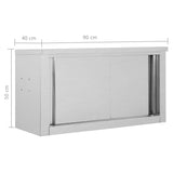Kitchen Wall Cabinet with Sliding Doors 90x40x50 cm Stainless Steel 51052
