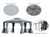 3 x 3 Hexagon Gazebo Patio Canopy Party Tent Outdoor Garden Shelter w/ 2 Tier Roof & Side Panel T3398P315971
