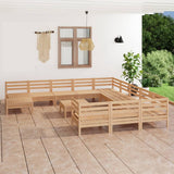 13 Piece Garden Lounge Set Solid Wood Pine 3083329