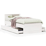 Bed Frame without Mattress with Headboard White 90x200 cm Solid Wood Pine 3308775