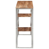Console Table Silver Stainless Steel and Solid Wood Acacia 350015