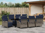 Garden Dining Set with Cushion 9 pcs Grey and Black Rattan 3380588