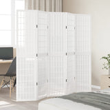 Room Divider 5 Panels White Solid Wood Paulownia 358790