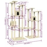 Cat Tree with Sisal Scratching Posts Cream 174 cm 171533