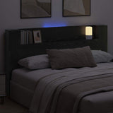 Storage Headboard with LED Black Oak Engineered Wood 3418687