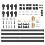 Sliding Door Hardware Kit 366 cm Steel Black 3295801