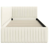 Corner Bed Frame with Headboard Cream 90 x 200 cm Velvet 42016273