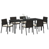 Garden Dining Set 7 pcs Black Powder-Coated Steel 3379252