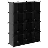 Storage Cube Organiser with 12 Cubes Black PP 340546