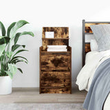 Bedside Cabinet with 2 Drawers Smoked Oak 38x34x80 cm 861363