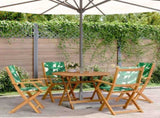 5 Piece Garden Dining Set Leaf Pattern Fabric and Solid Wood 3281824