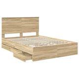 Bed Frame with Drawer Sonoma Oak 140 x 200 cm Engineer Wood 3411112