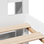 ZNTS Bookcase Bed without Mattress White 150x200 cm King Solid Wood Pine 3322344