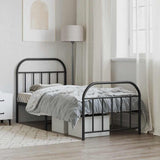 Metal Bed Frame without Mattress with Footboard Black 90x190cm 353645