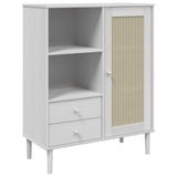 Highboard SENJA Rattan Look White 90x40x112 cm Solid Wood Pine 358056